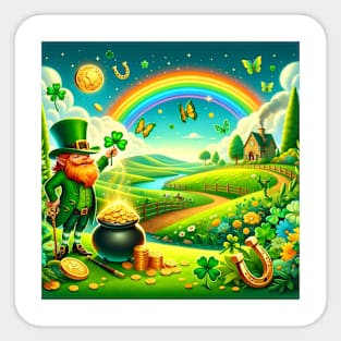 Enchanted Irish Countryside St. Patrick's Day Illustration Sticker